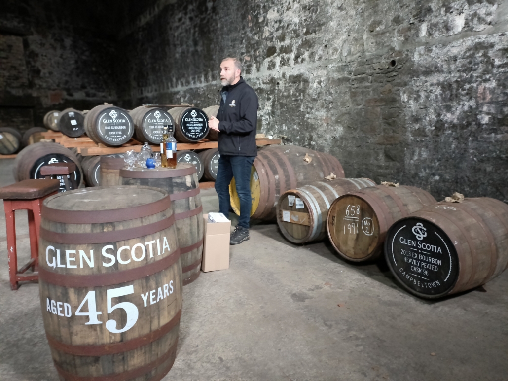 Iain McAlistar in a Glen Scotia warehouse